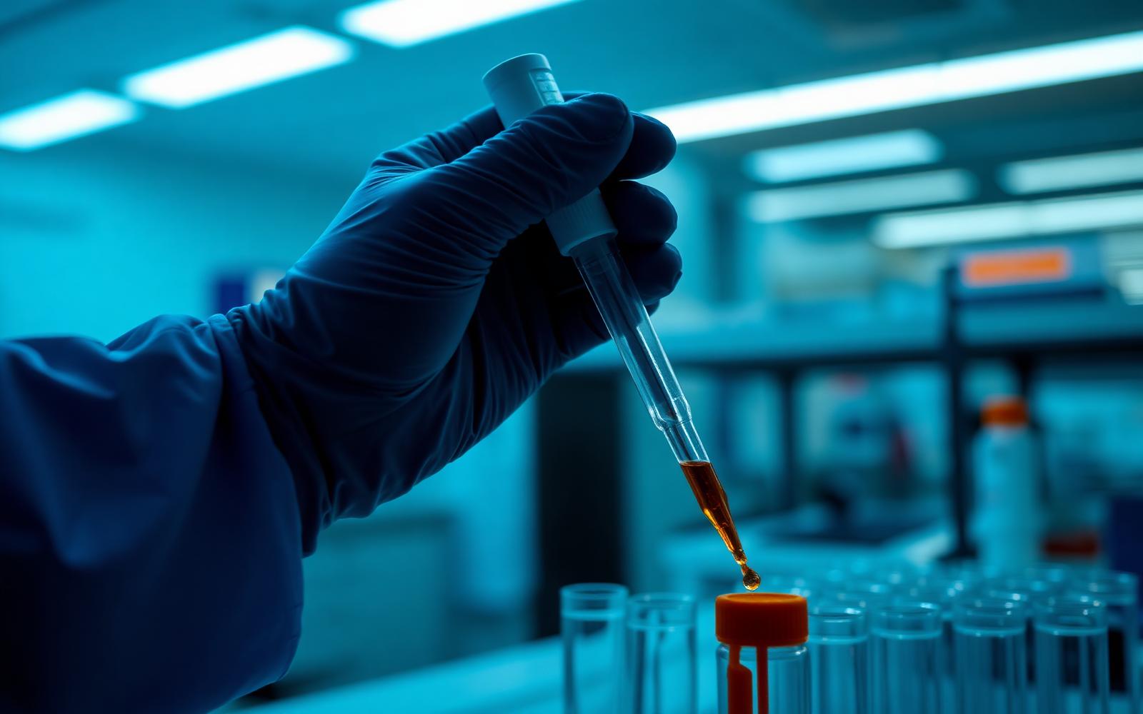 KINETYX analytical chemistry lab performing HPLC purity testing on lyophilized research peptides